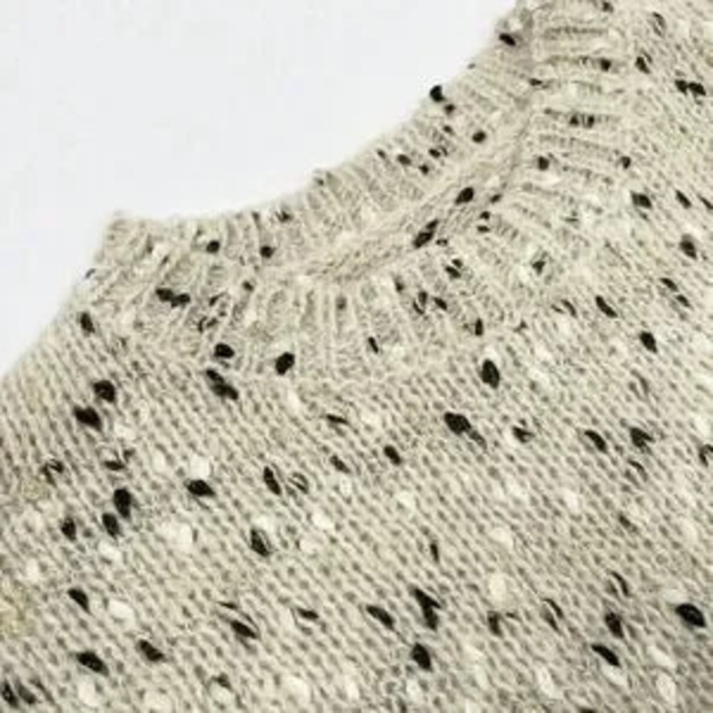Multicolor Casual Women's Marled Knit Drop Shoulder Sweater - Picture 6 of 6